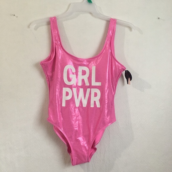 7-9 /"GRL PWR Pink cheeky high leg new Details about / No Boundaries Womens bathing suit size M